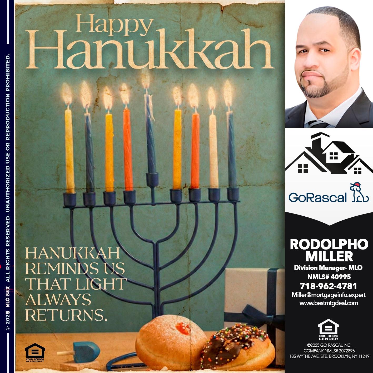 happy Hanukkah - Rodolpho Miller -Division Manager- MLO