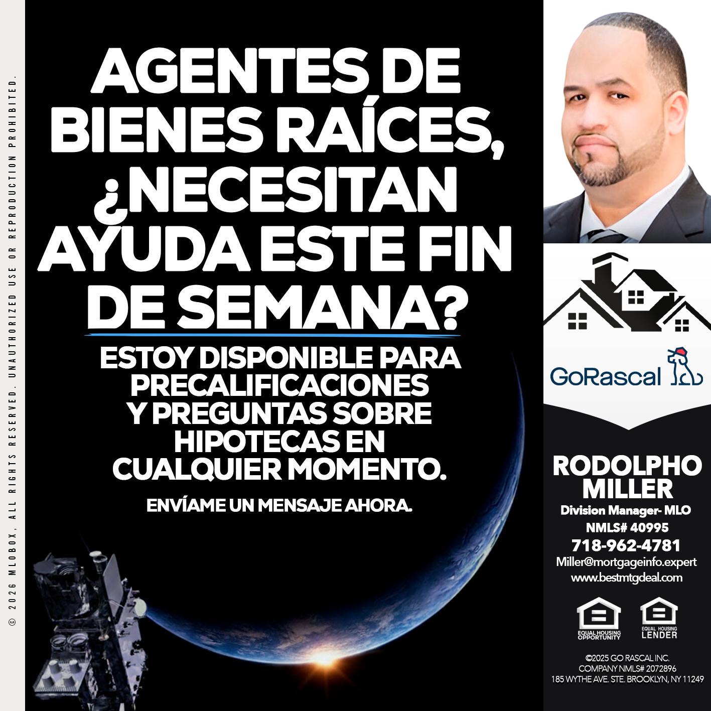 AGENTES DE BIENES RAICES - Rodolpho Miller -Division Manager- MLO