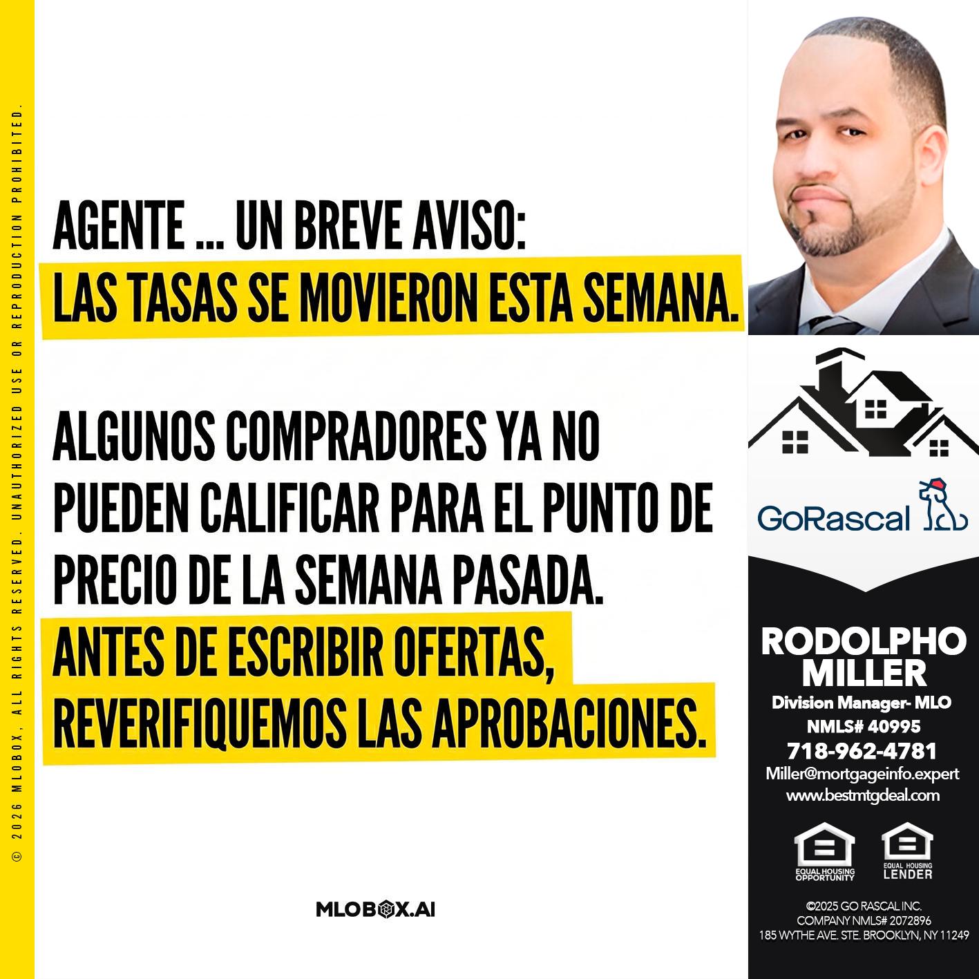 AGENTE - Rodolpho Miller -Division Manager- MLO