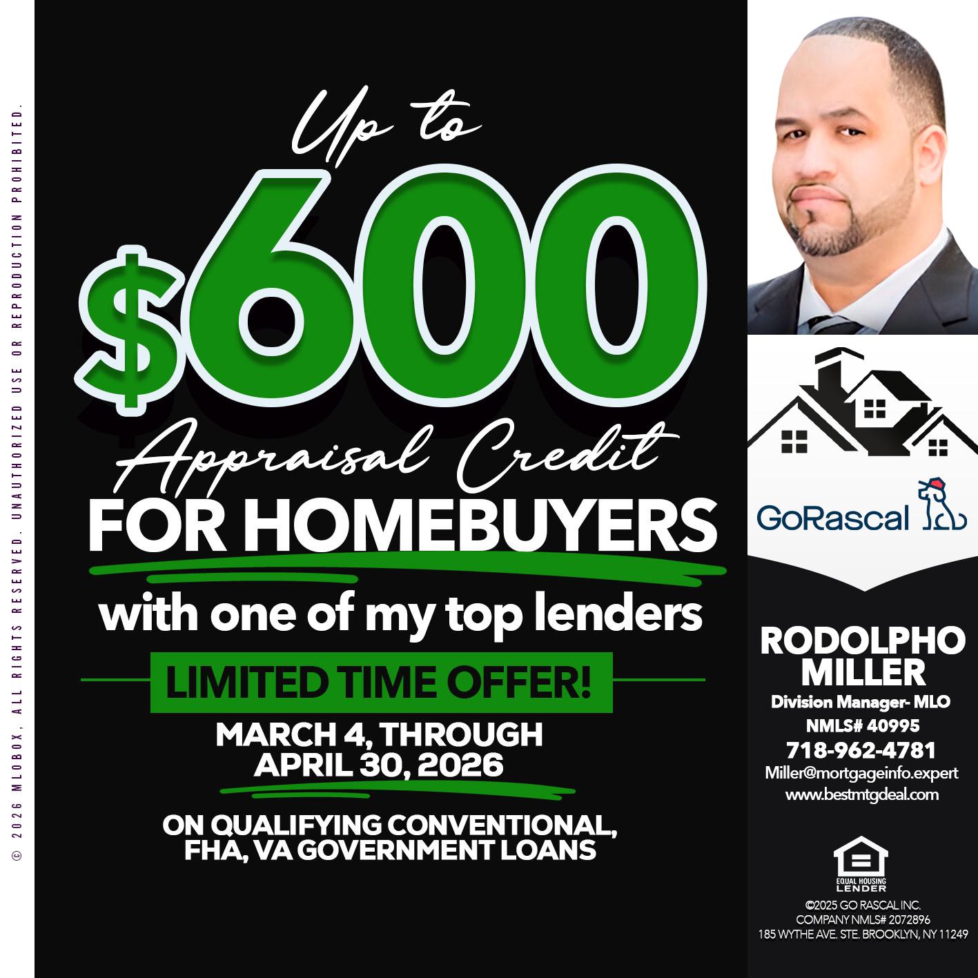 up to 600 - Rodolpho Miller -Division Manager- MLO