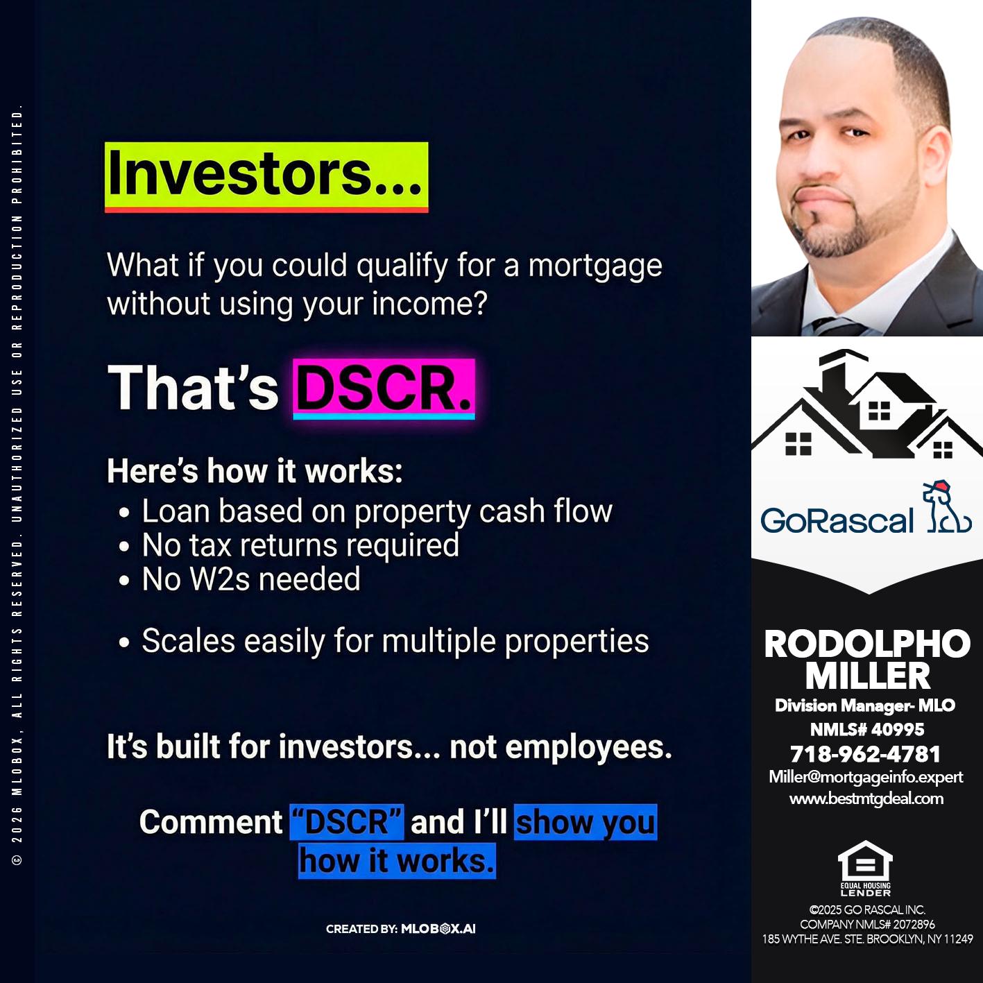investors - Rodolpho Miller -Division Manager- MLO