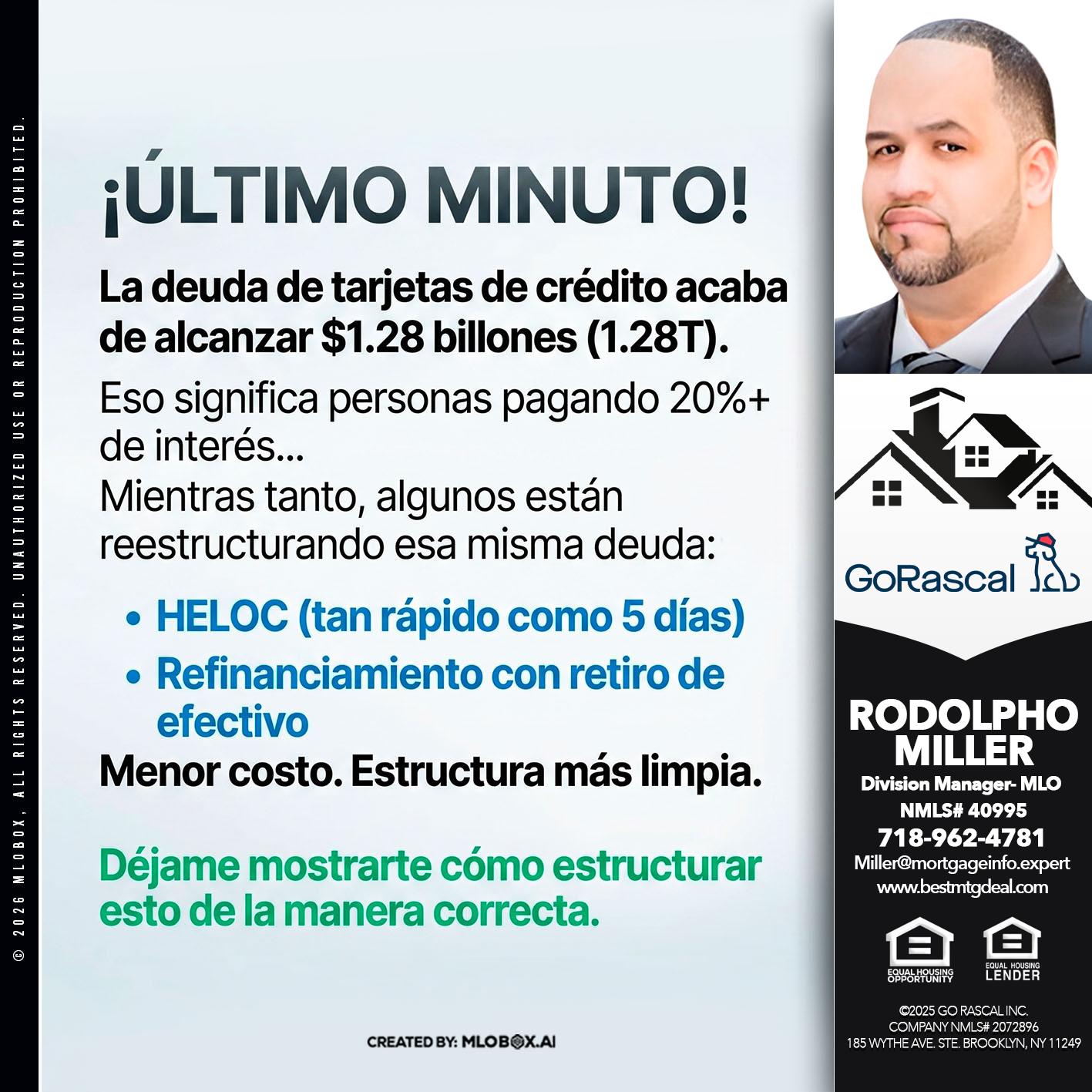 ultimo minuto - Rodolpho Miller -Division Manager- MLO