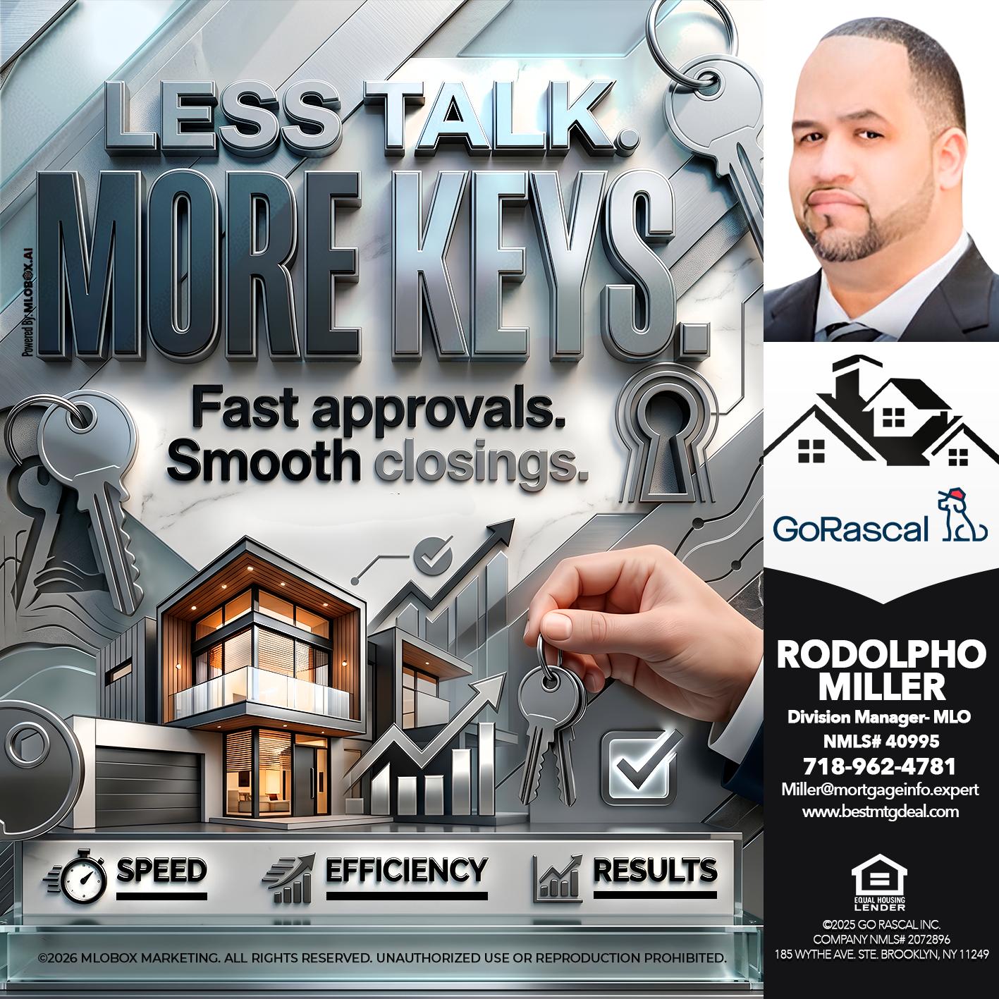 LESS TALK, MORE KEYS! - Rodolpho Miller -Division Manager- MLO