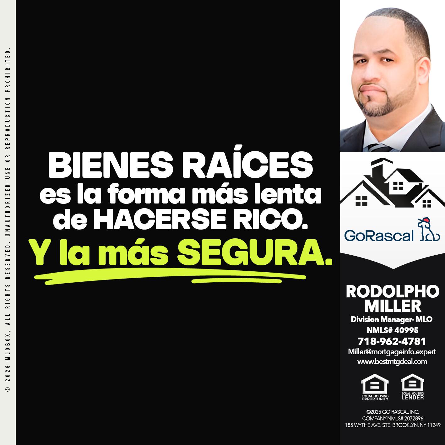bienes raíces - Rodolpho Miller -Division Manager- MLO