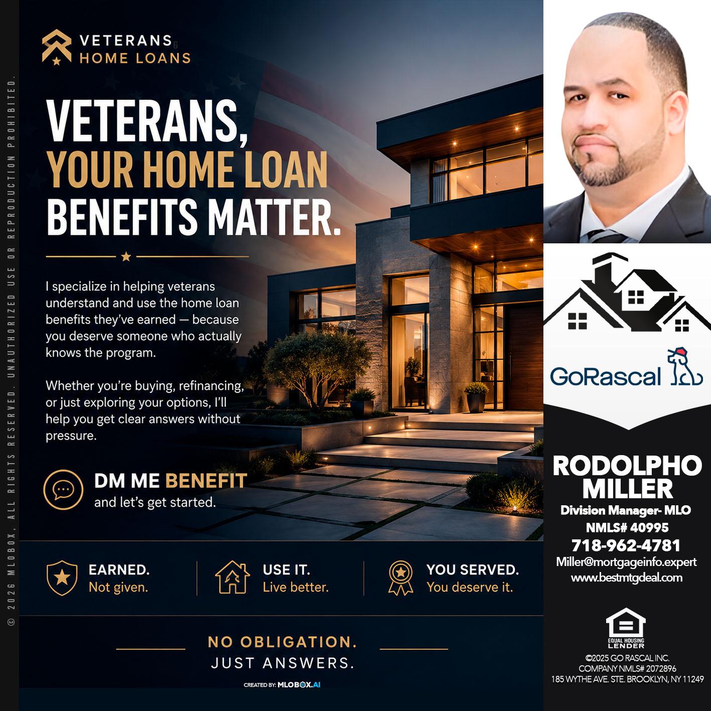 VETERANS - Rodolpho Miller -Division Manager- MLO