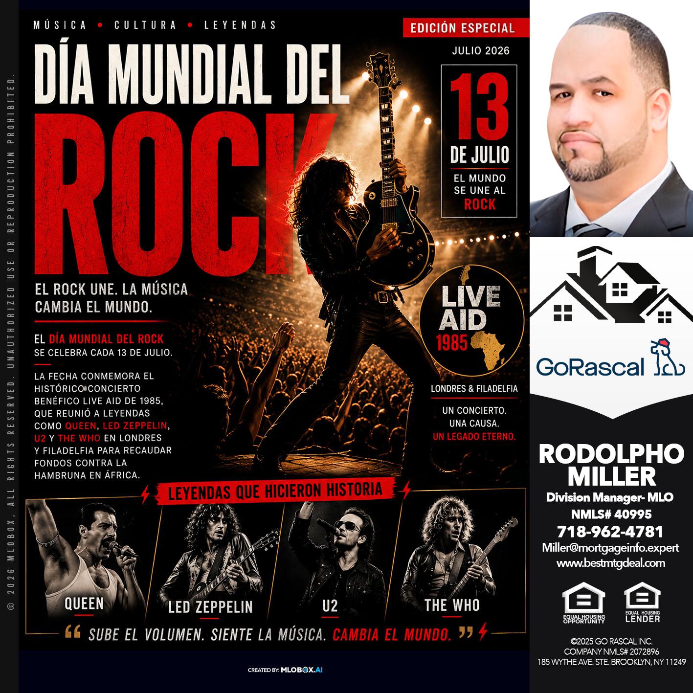 DIA MUNDIAL DEL ROCK - Rodolpho Miller -Division Manager- MLO