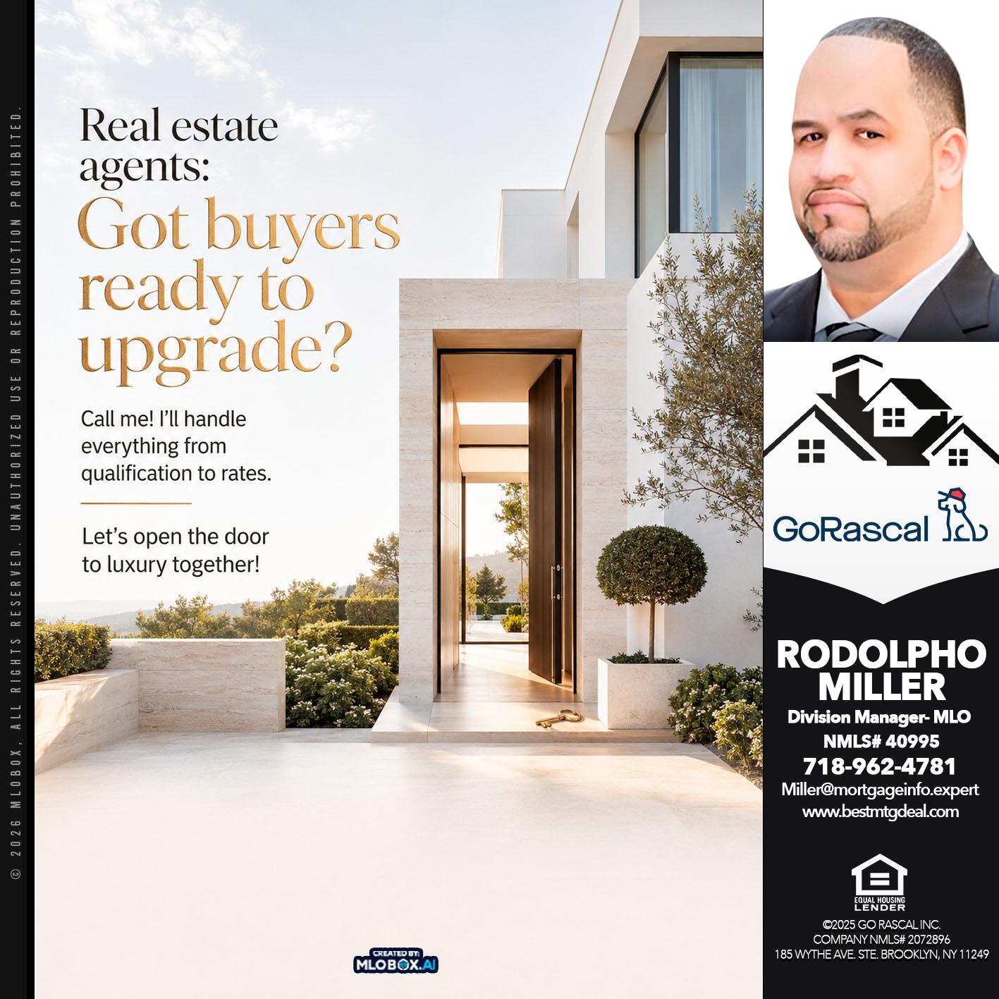 real estate agents - Rodolpho Miller -Division Manager- MLO